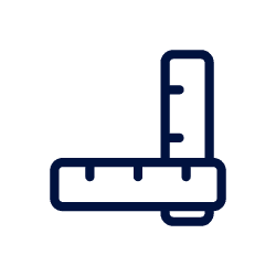 Icon of two rulers forming a right angle, one vertical and one horizontal.